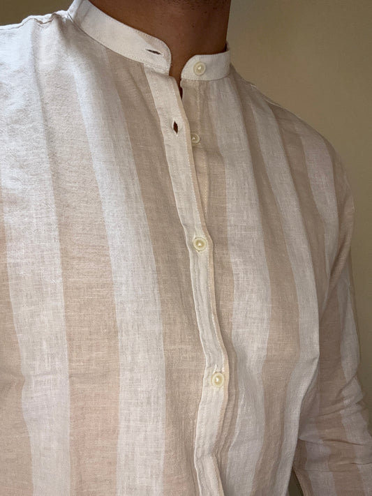 CAMICIA OVER-D COREANA RIGA GREIGE C15 OVER-D