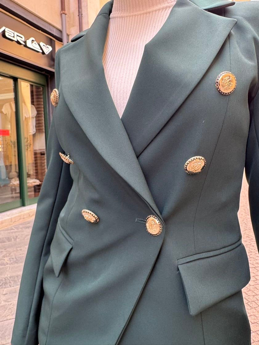 MARYLEY Tailleur giacca doppio petto + pantalone palazzo verde Gucci MARYLEY