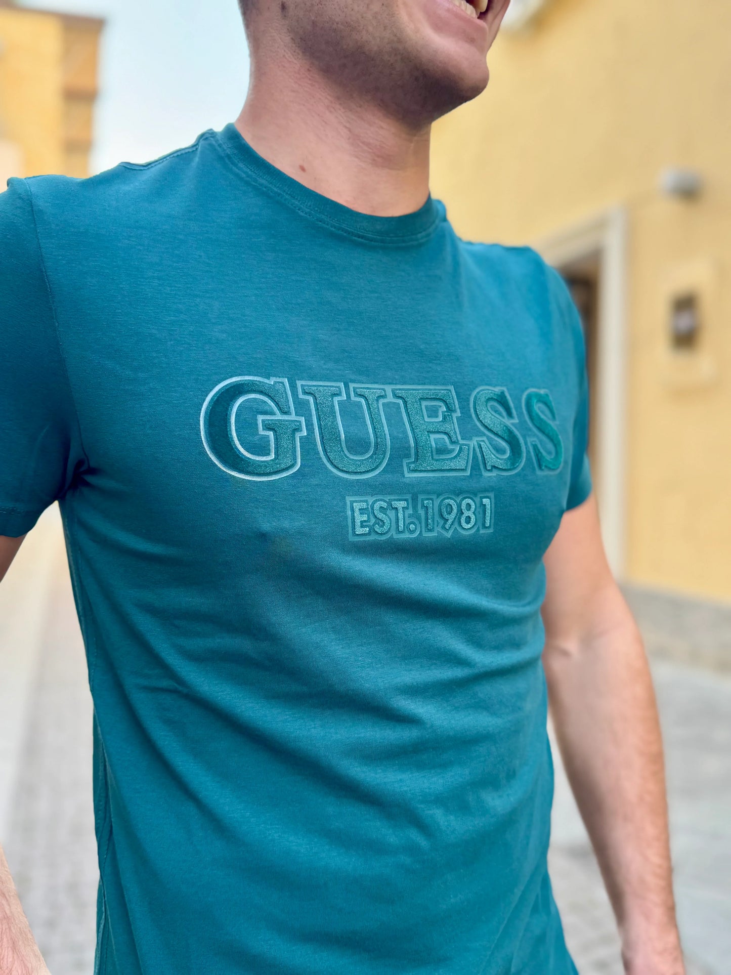 T-SHIRT GUESS FLOCK LOGO M5RI12