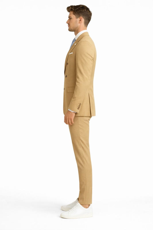 OVER-D Abito con giacca due bottoni + pantalone taglio sartoriale Cammello OVER-D