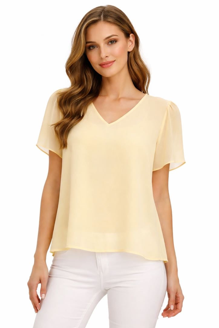 KORALLINE Blusa basica con manica doppia Burro KORALLINE