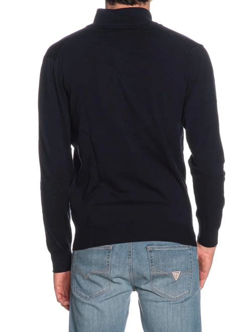 GUESS Cardigan blu con zip e collo alto
