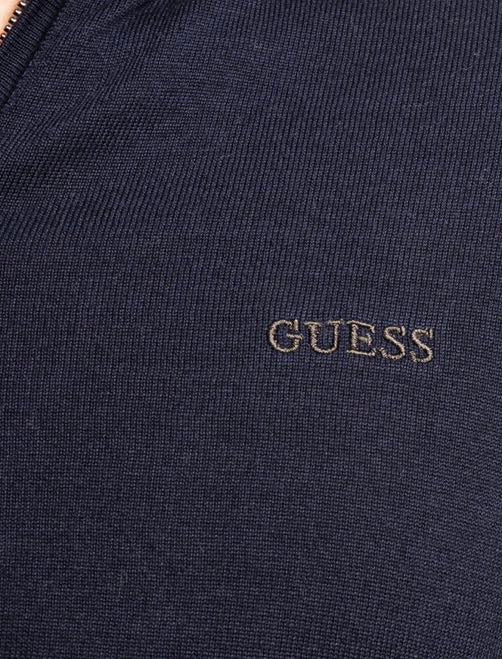 GUESS Cardigan blu con zip e collo alto GUESS
