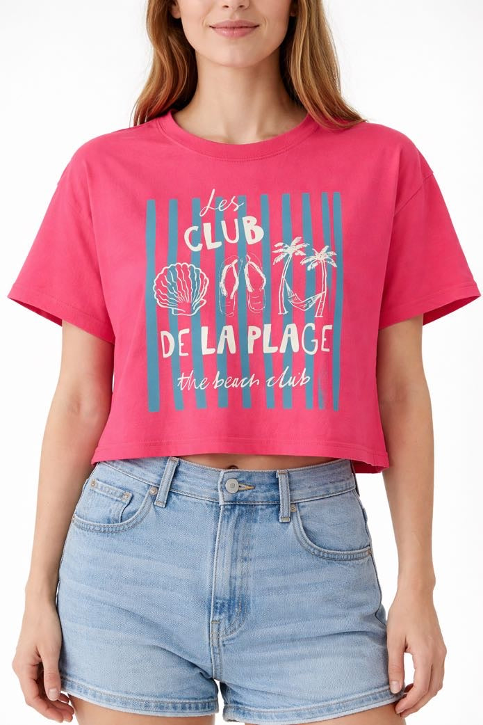 DROPIN T-shirt fucsia con stampa DROPIN