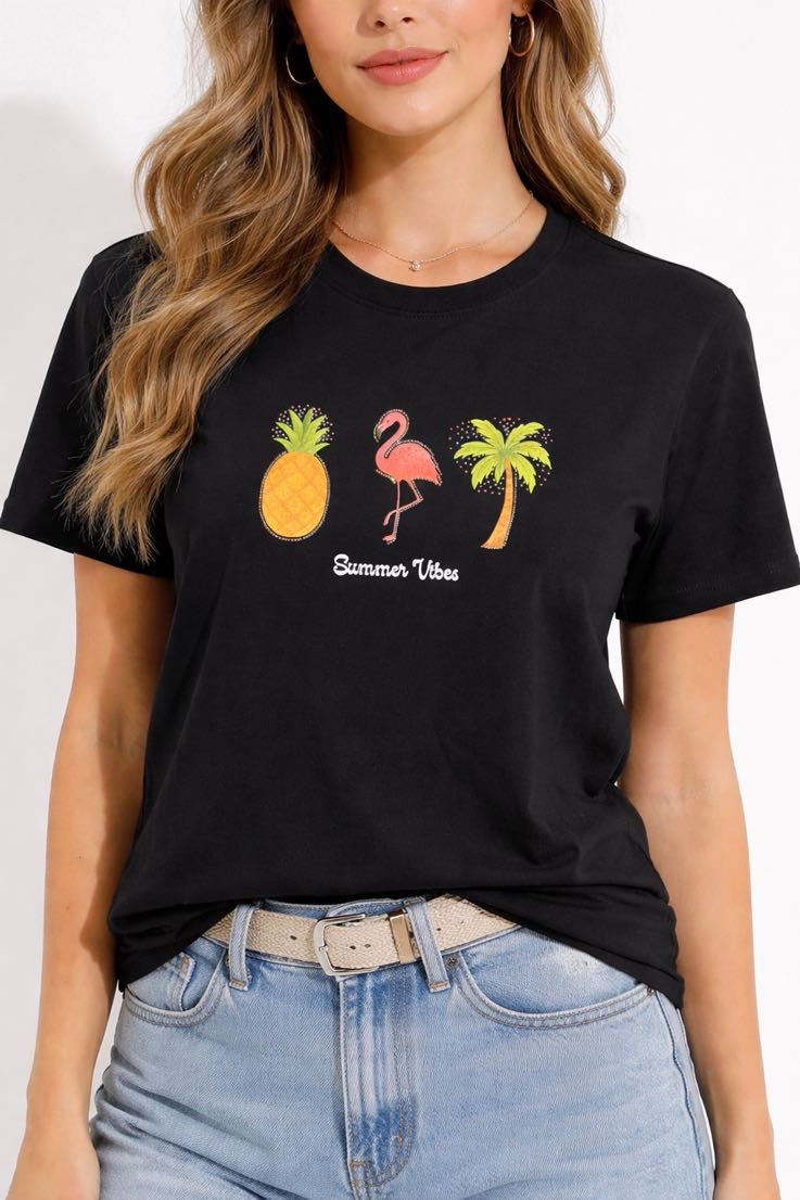 DROPIN T-shirt nera con stampa centrale DROPIN