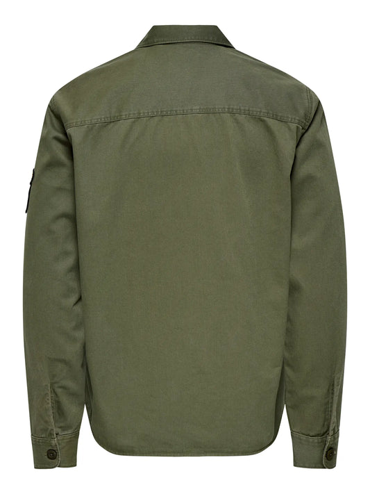 CAMICIA SPORTIVA CON PATCH MILITARI VERDE OLIVA ALBERTO 22034991 ONLY&SONS ONLY&SONS