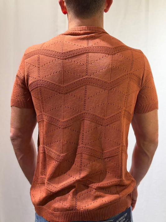OVER-D Maglia paricollo cuoio strutturata