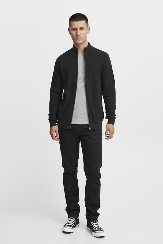 BLEND Maglia full-zip nera a collo alto BLEND