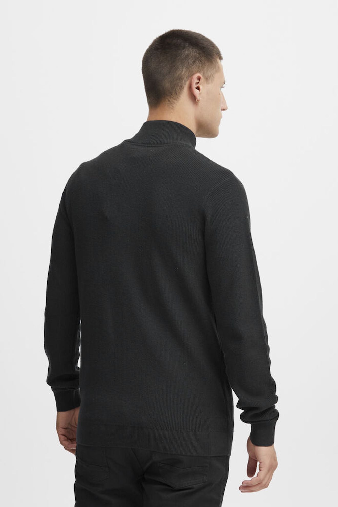 BLEND Maglia full-zip nera a collo alto