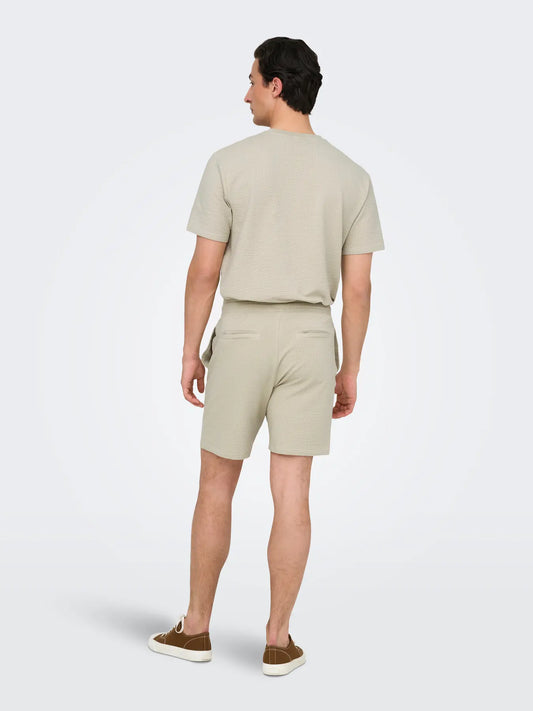 BERMUDA ONLY&SONS ONSKIAN LIFE REG SEERSUCKER BEIGE 22029752 ONLY&SONS