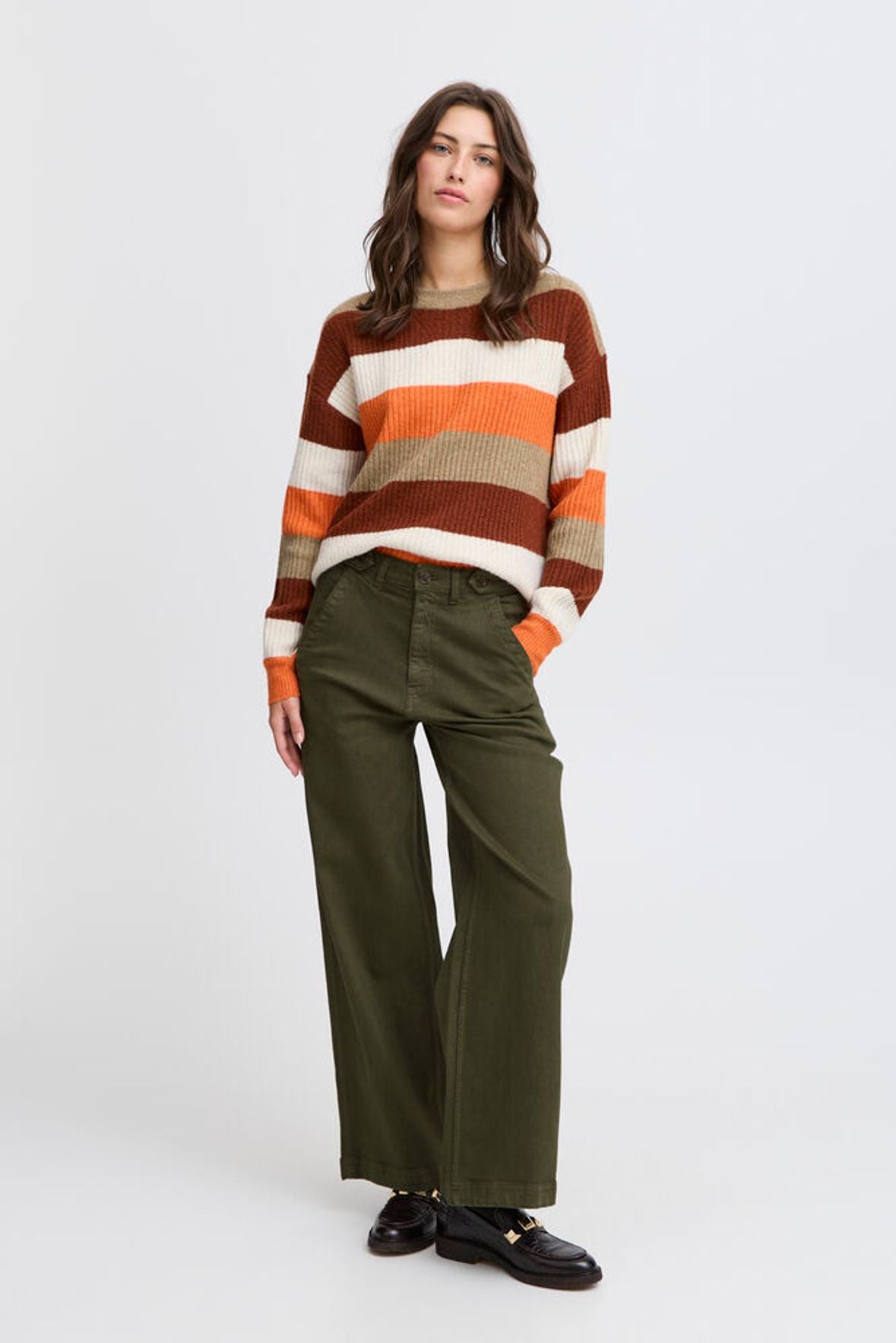 B.YOUNG Pantalone palazzo verde