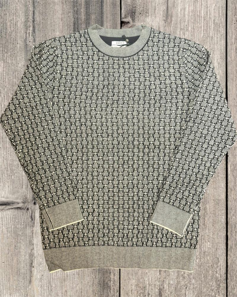 OVER-D Maglione girocollo fantasia bianco e nero M69