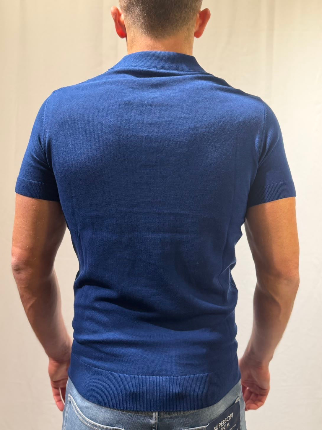OVER-D Polo basica in filo blu OVER-D