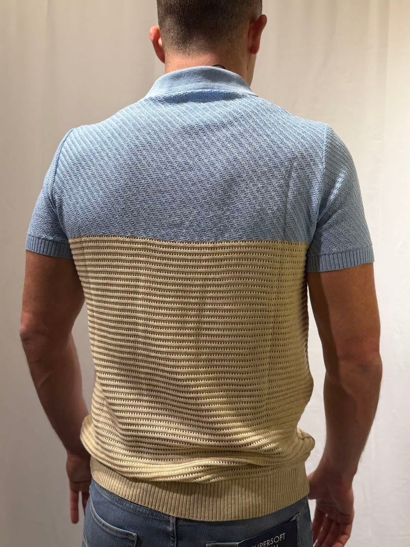 OVER-D Polo strutturata celeste