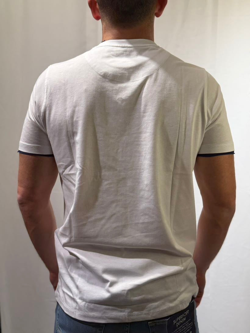 OVER-D T-shirt bianca con contrasti taglio vivo OVER-D