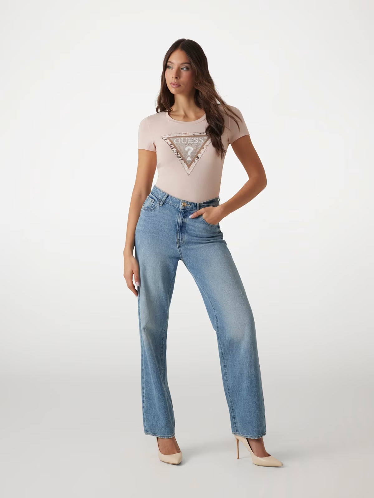 T-SHIRT GUESS LOGO BEIGE W5RI22