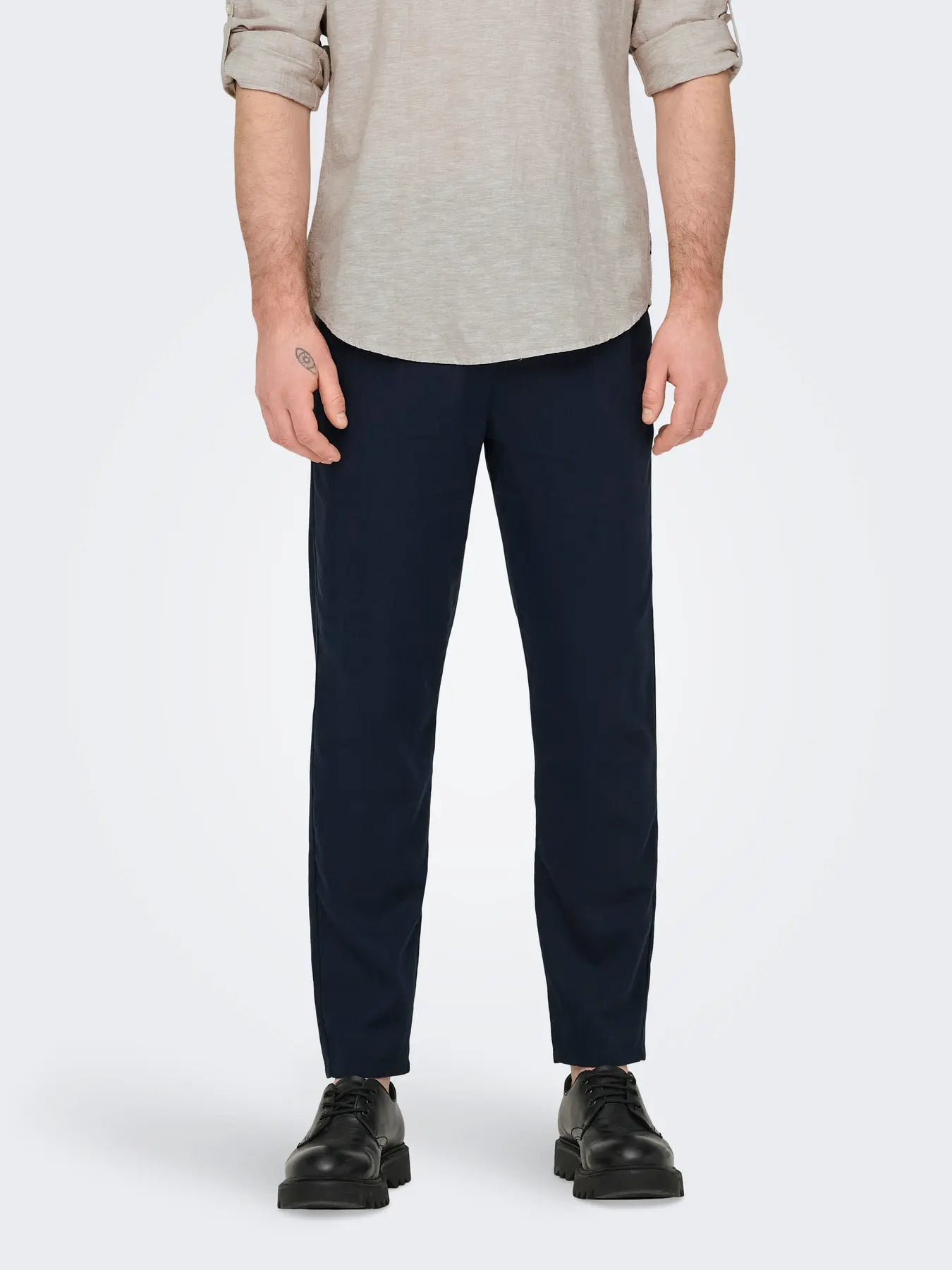 PANTALONE ONLY&SONS ONSLEO CROP MISTO LINO BLU 22025785