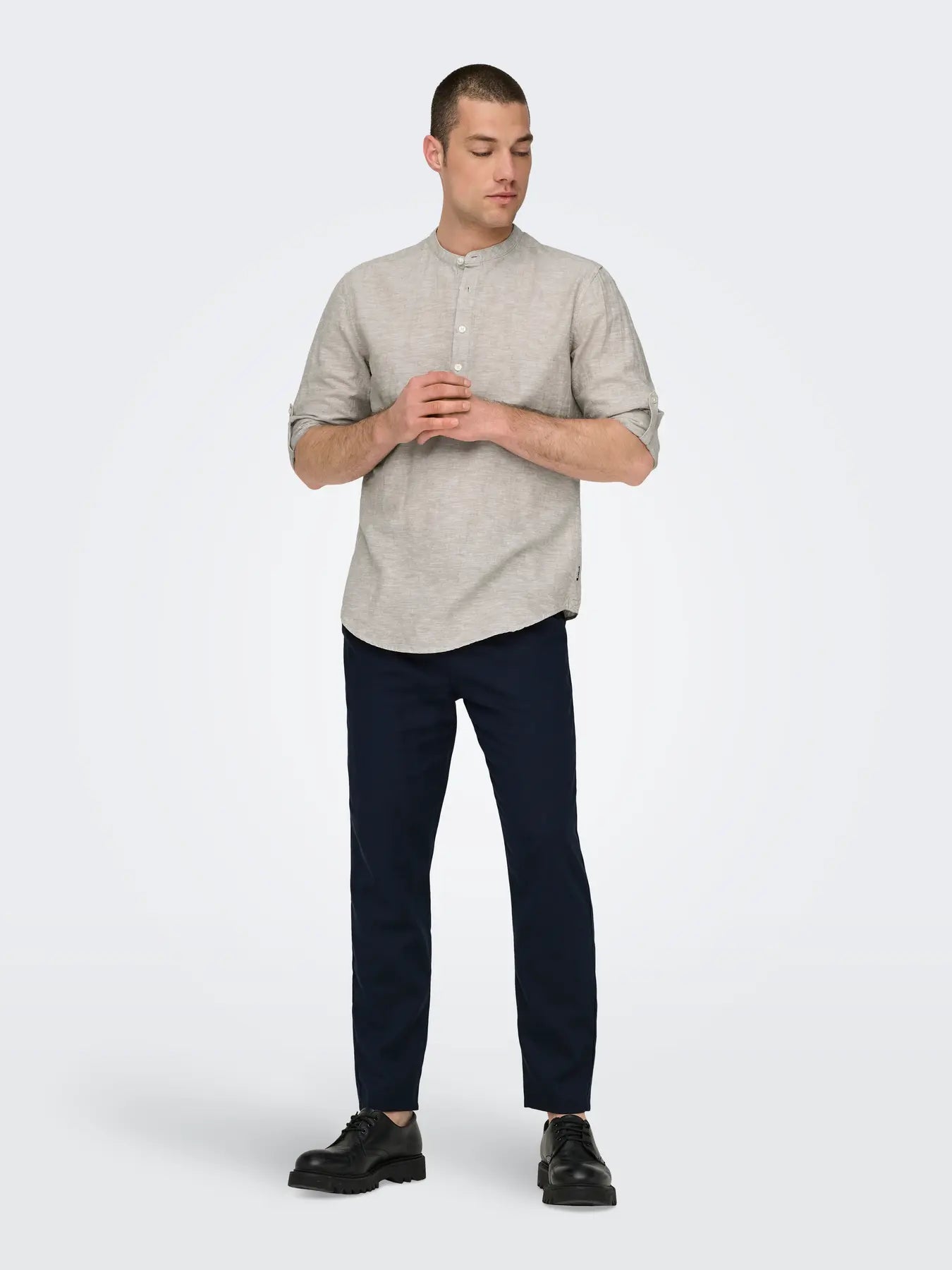 PANTALONE ONLY&SONS ONSLEO CROP MISTO LINO BLU 22025785