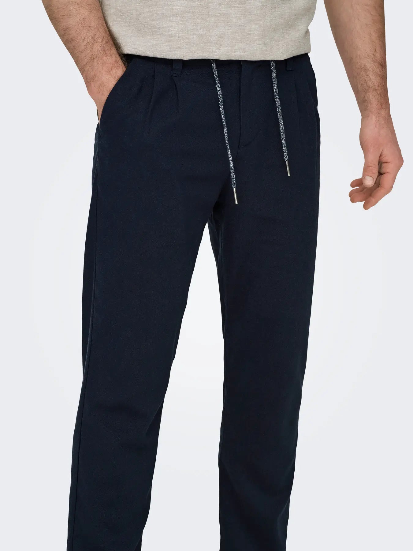 PANTALONE ONLY&SONS ONSLEO CROP MISTO LINO BLU 22025785