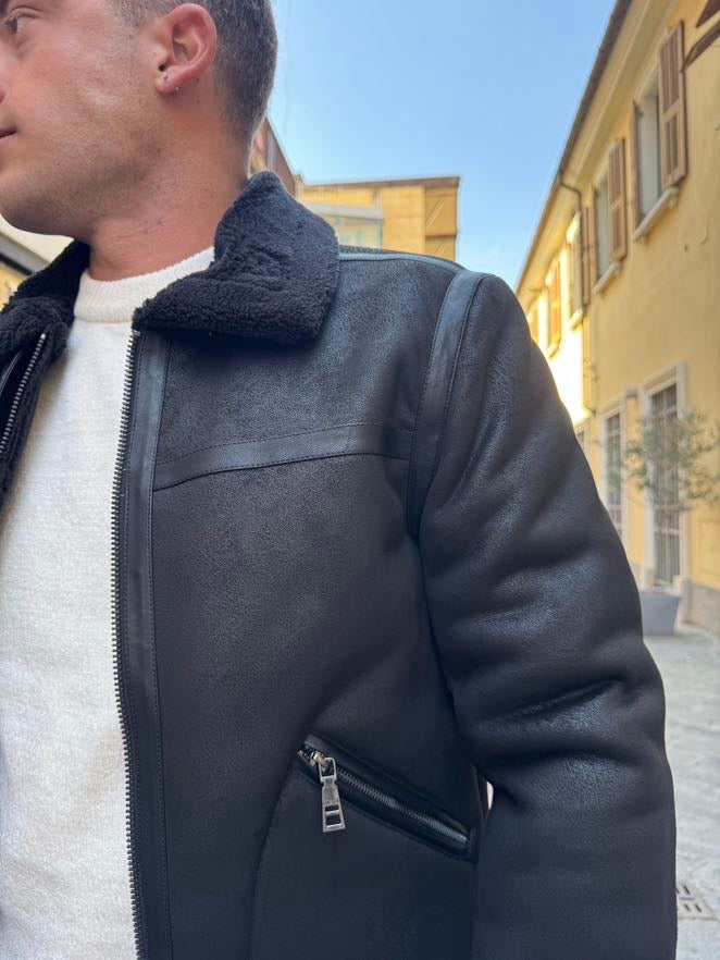 OVER-D Giubbono eco-montone nero OVER-D