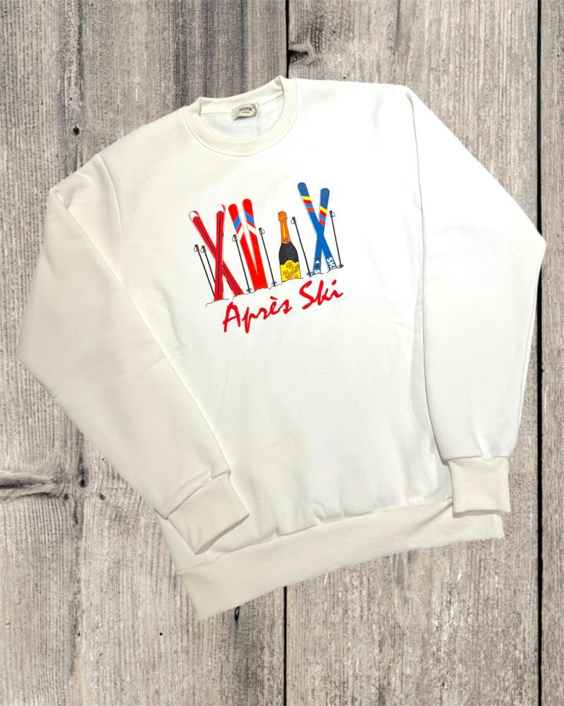 DROPIN Felpa girocollo bianca après ski DROPIN