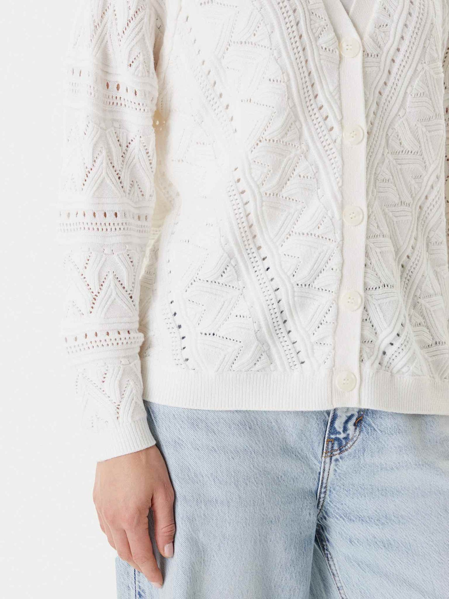 GUESS Cardigan con motivo e 5 bottoni bianco GUESS