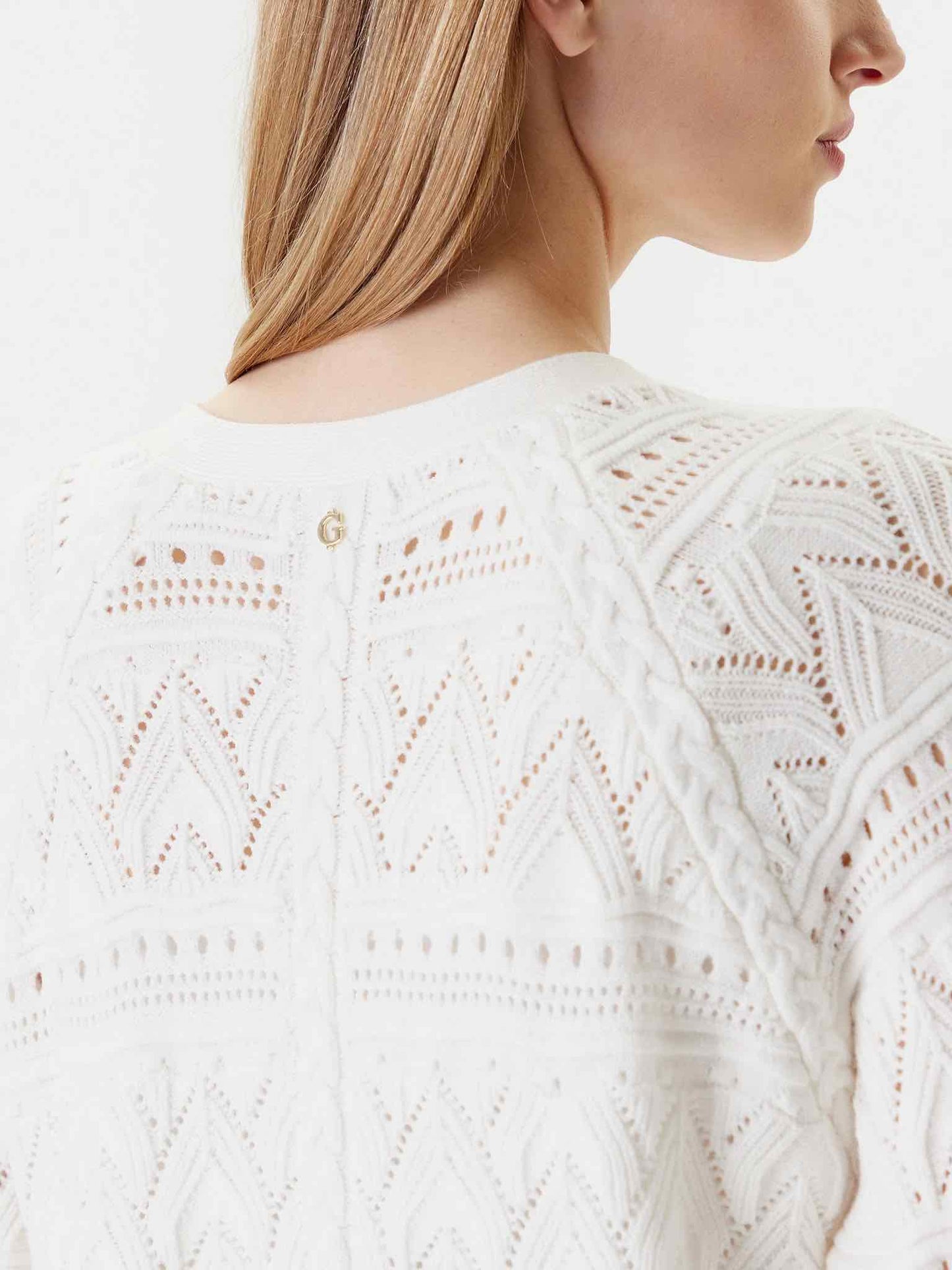 GUESS Cardigan con motivo e 5 bottoni bianco GUESS