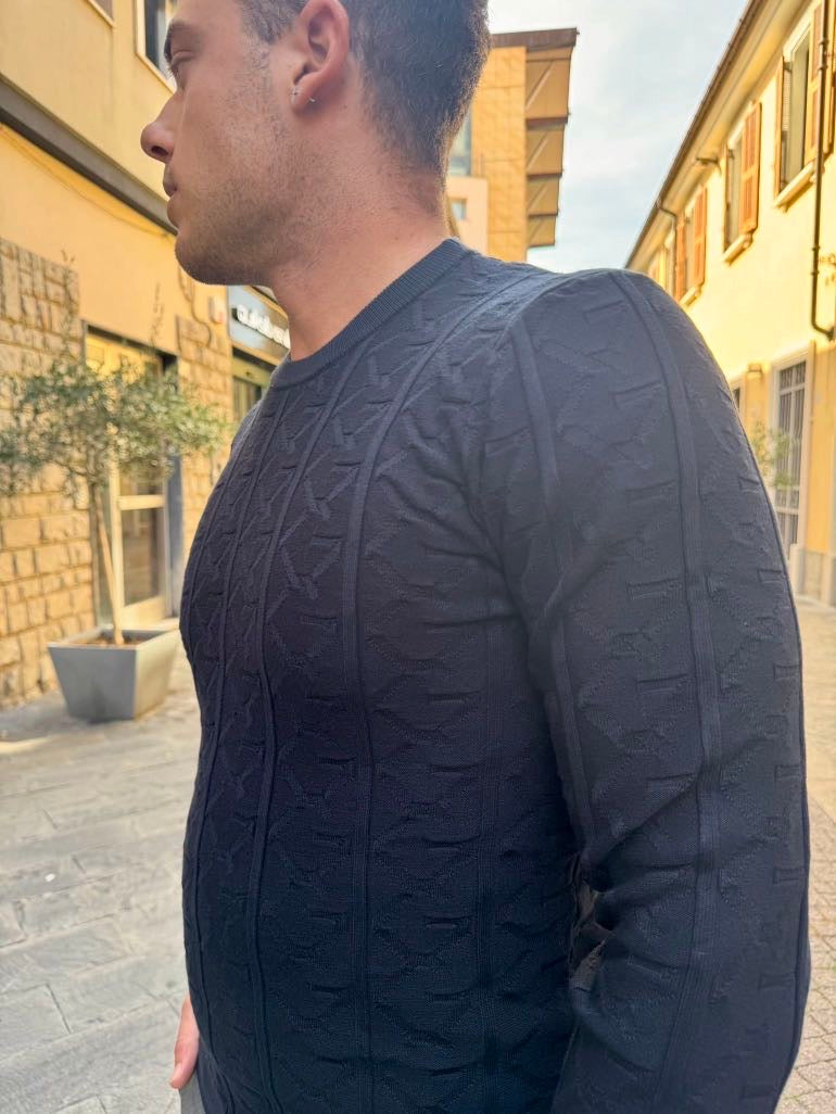 GUESS Maglione girocollo con motivo 4g blu GUESS