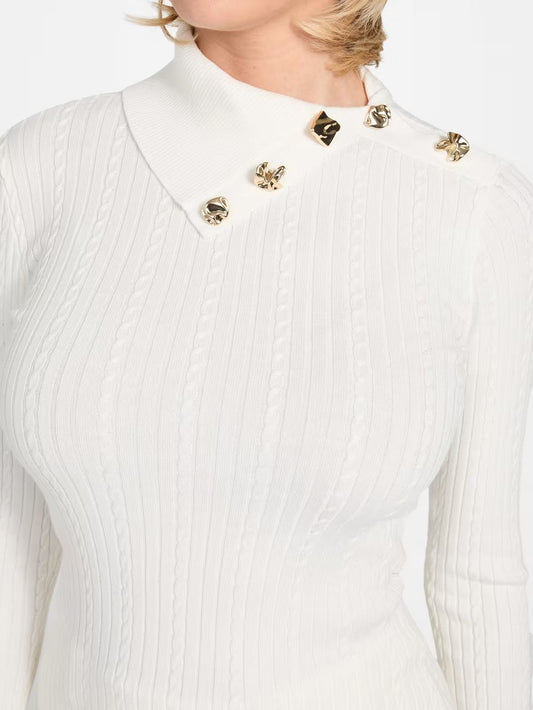 GUESS Maglione con scollo asimmetrico bianca