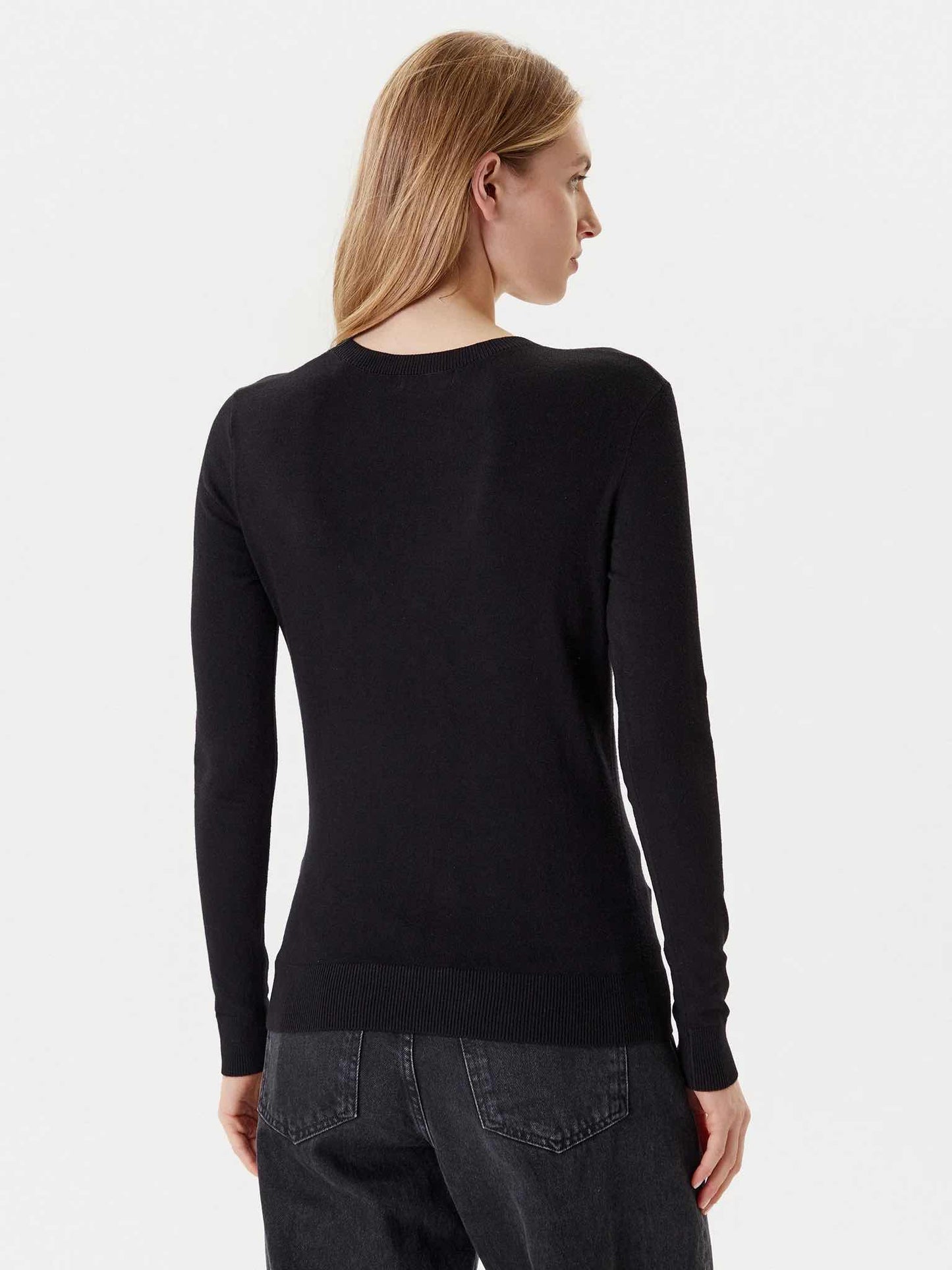 GUESS Maglione girocollo logo triangolo nero GUESS