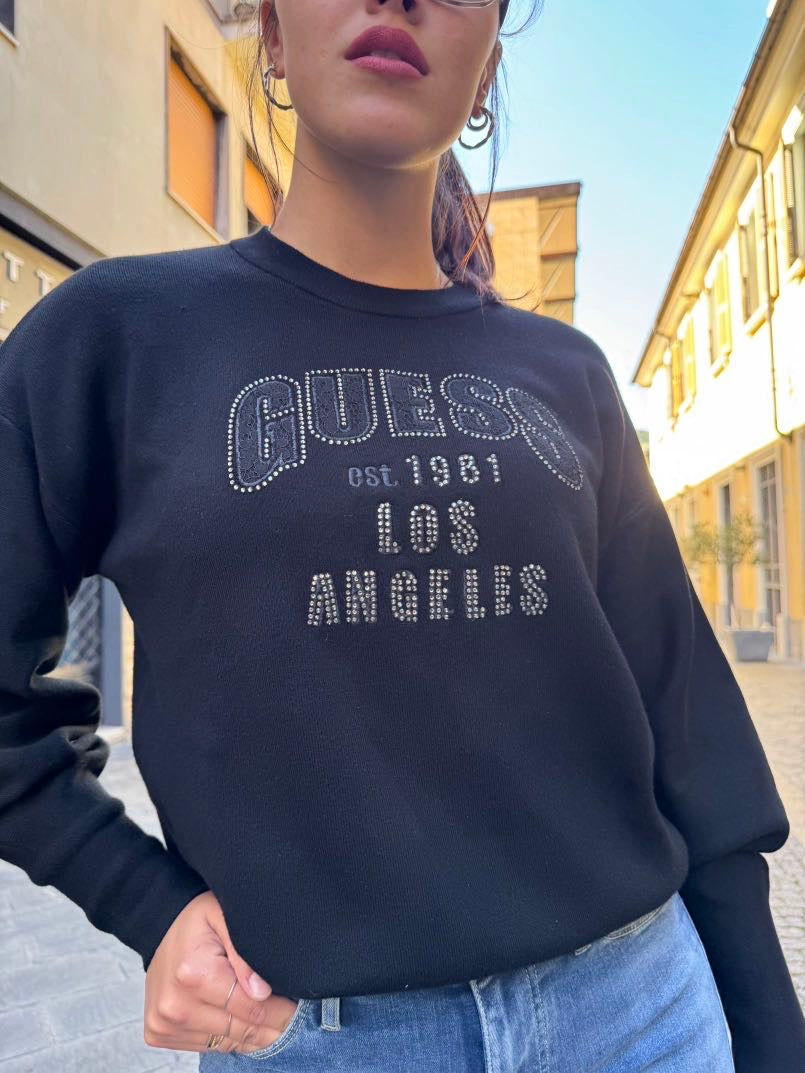 GUESS Maglione con logo frontale strass