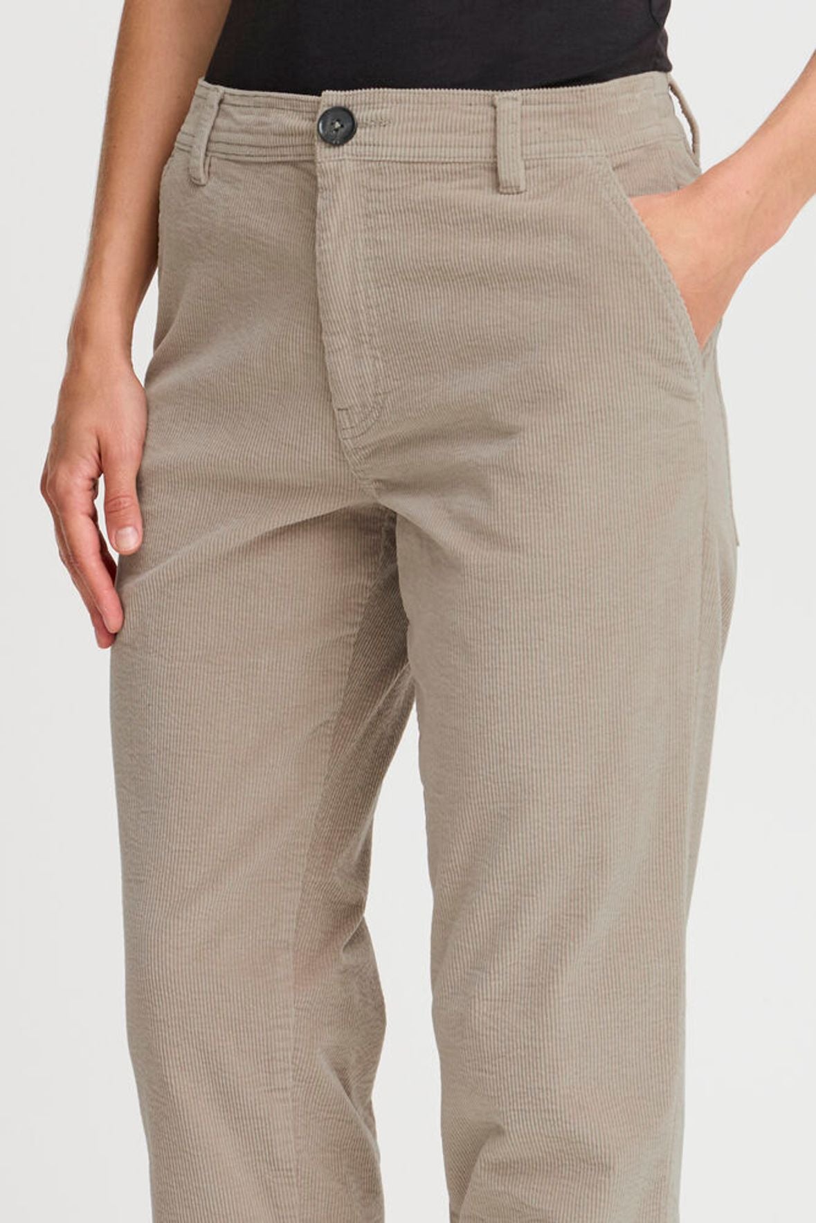 B.YOUNG Pantalone cropped in velluto beige 20815534