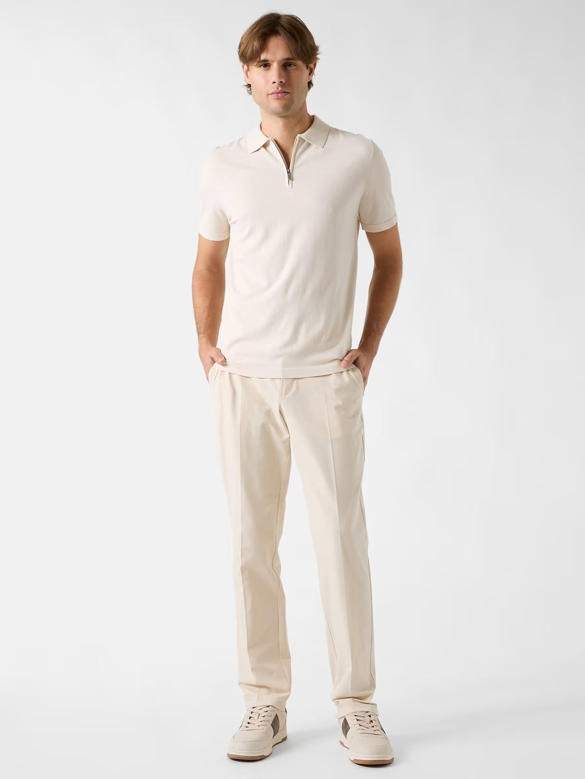 GUESS Polo sabbia con collo zip GUESS