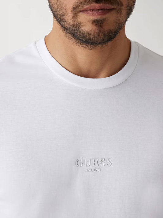 GUESS T-shirt con scritta logo bianca