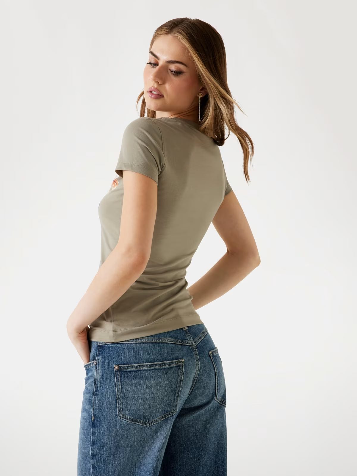 GUESS T-shirt logo triangolo floreale GUESS