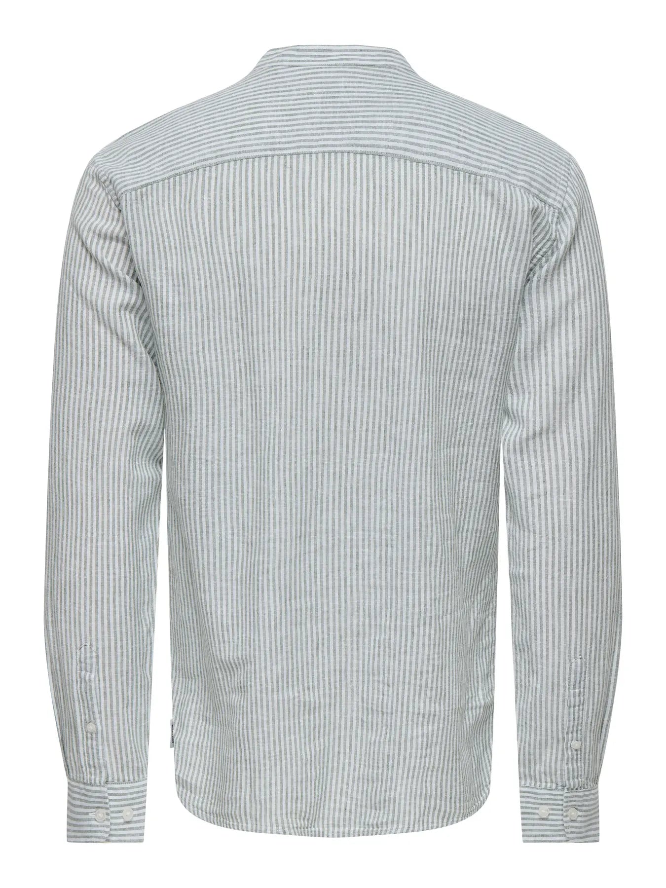 CAMICIA ONLY&SONS COREANA MISTO LINO A RIGHE VERDI 22026602