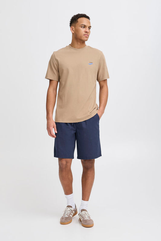 BLEND Bermuda misto lino con coulisse blu BLEND