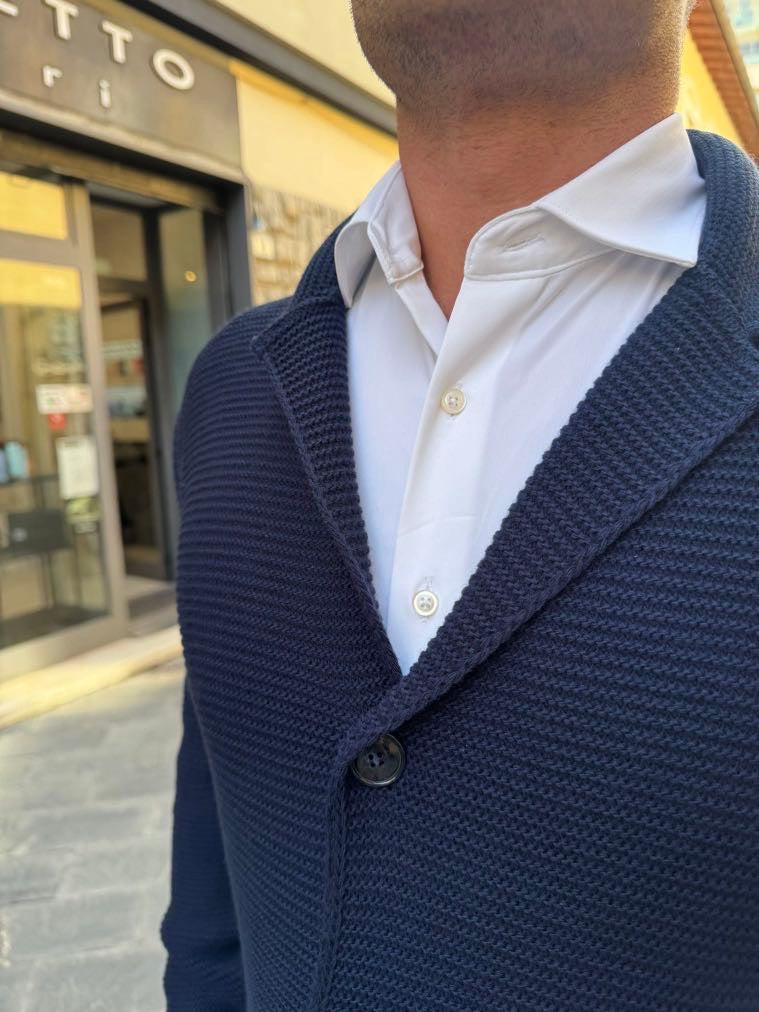 OVER-D Giacca cardigan con tre bottoni blu OVER-D