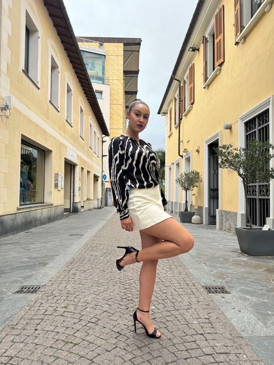 KORALLINE Gonna pantaloncino in flanella panna KORALLINE