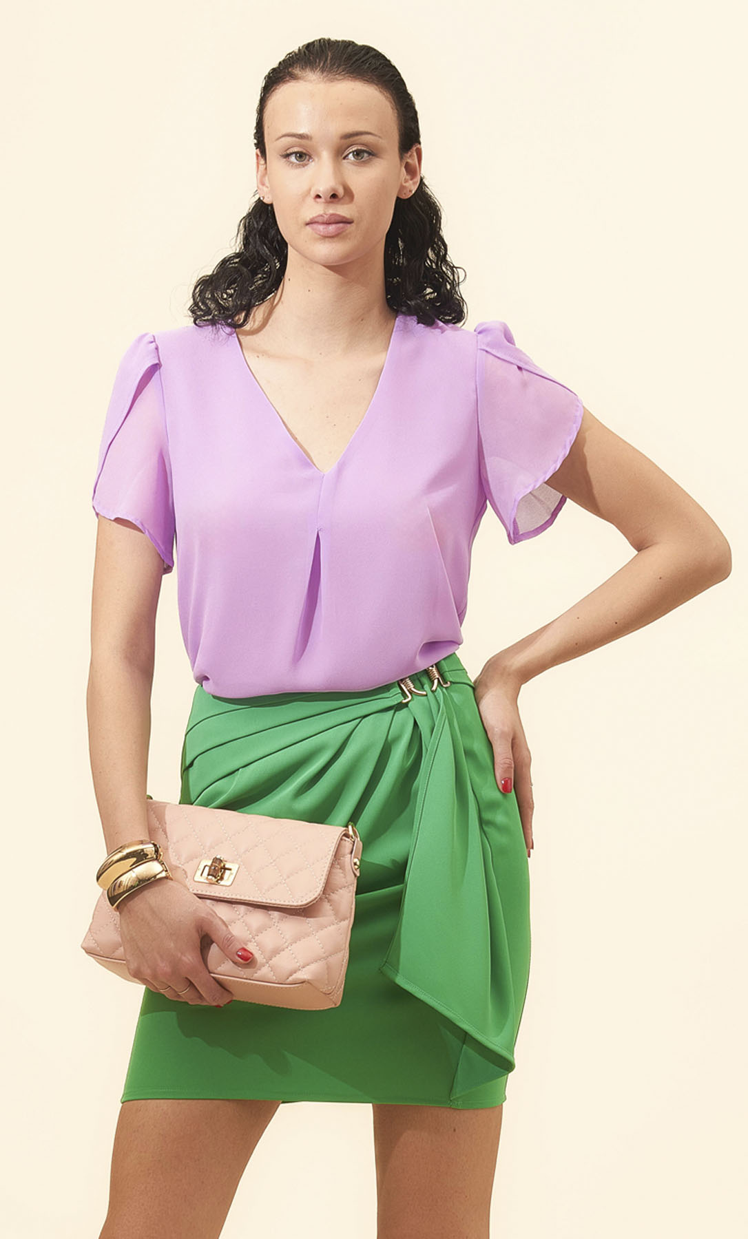 KORALLINE Blusa basica con manica doppia Lilla KORALLINE