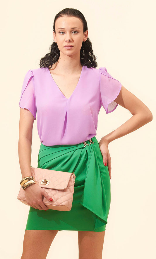 KORALLINE Blusa basica con manica doppia Lilla KORALLINE