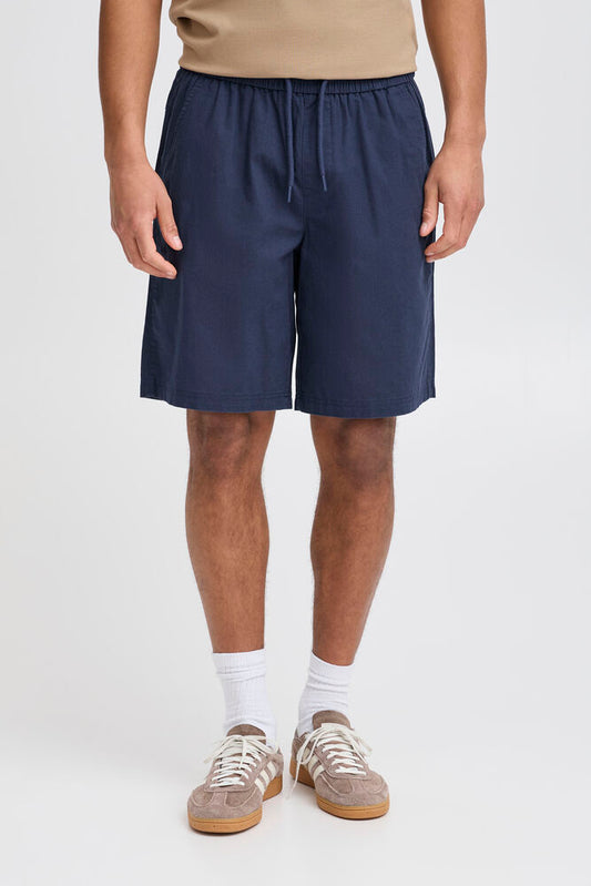 BLEND Bermuda misto lino con coulisse blu BLEND