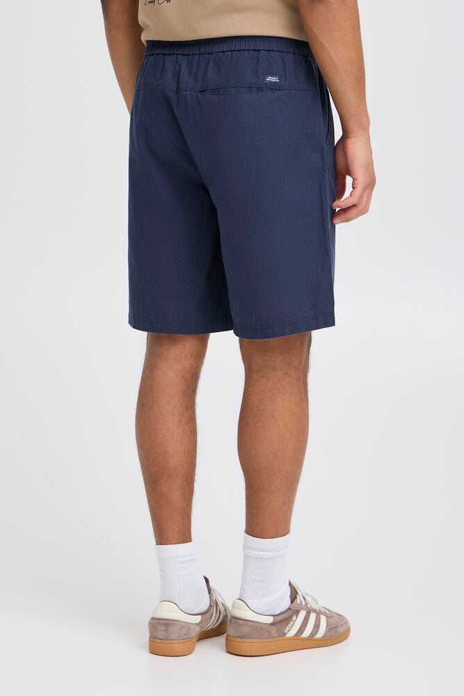 BLEND Bermuda misto lino con coulisse blu BLEND