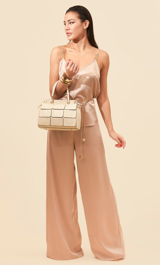 KORALLINE Top basico in raso beige KORALLINE