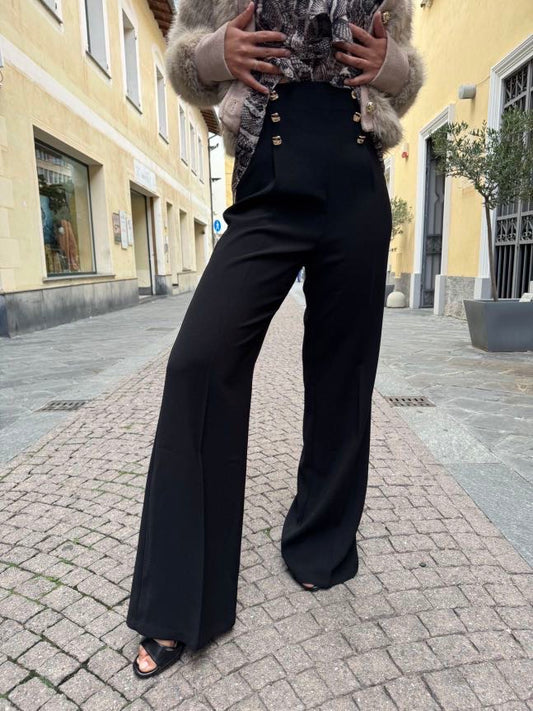 KORALLINE Pantalone con 6 bottoni davanti nero KORALLINE