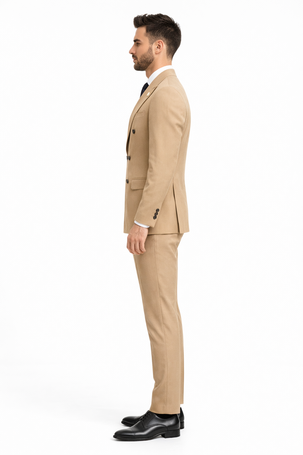 OVER-D Abito con giacca doppio petto + pantalone taglio sartoriale cammello