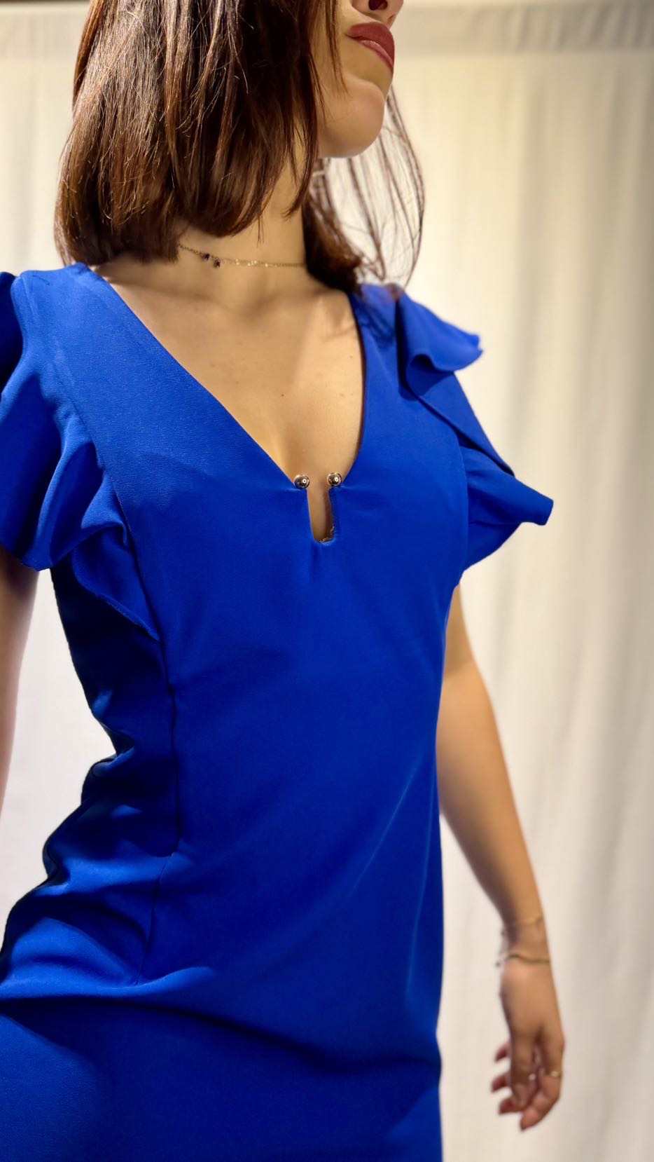 KORALLINE Abito bluette con dettaglio oro e alette KORALLINE