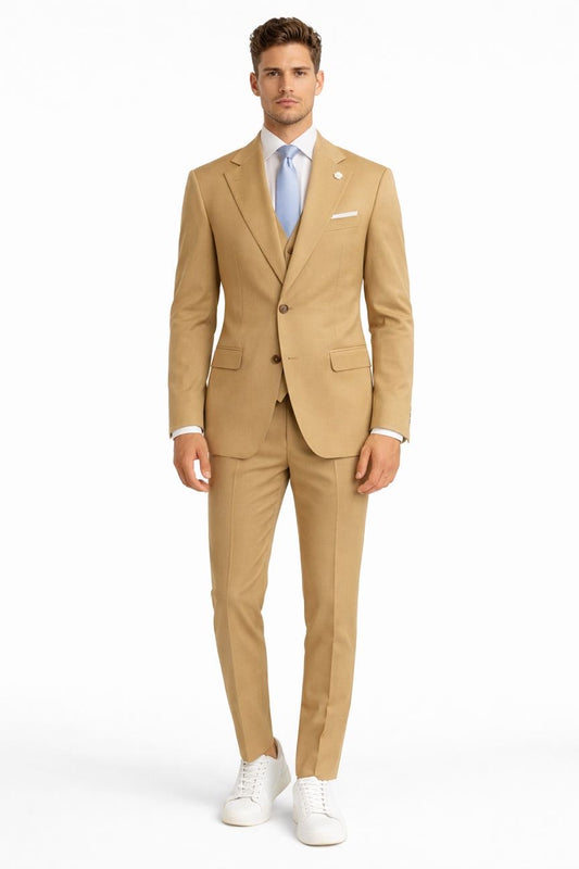 OVER-D Abito con giacca due bottoni + pantalone taglio sartoriale Cammello OVER-D