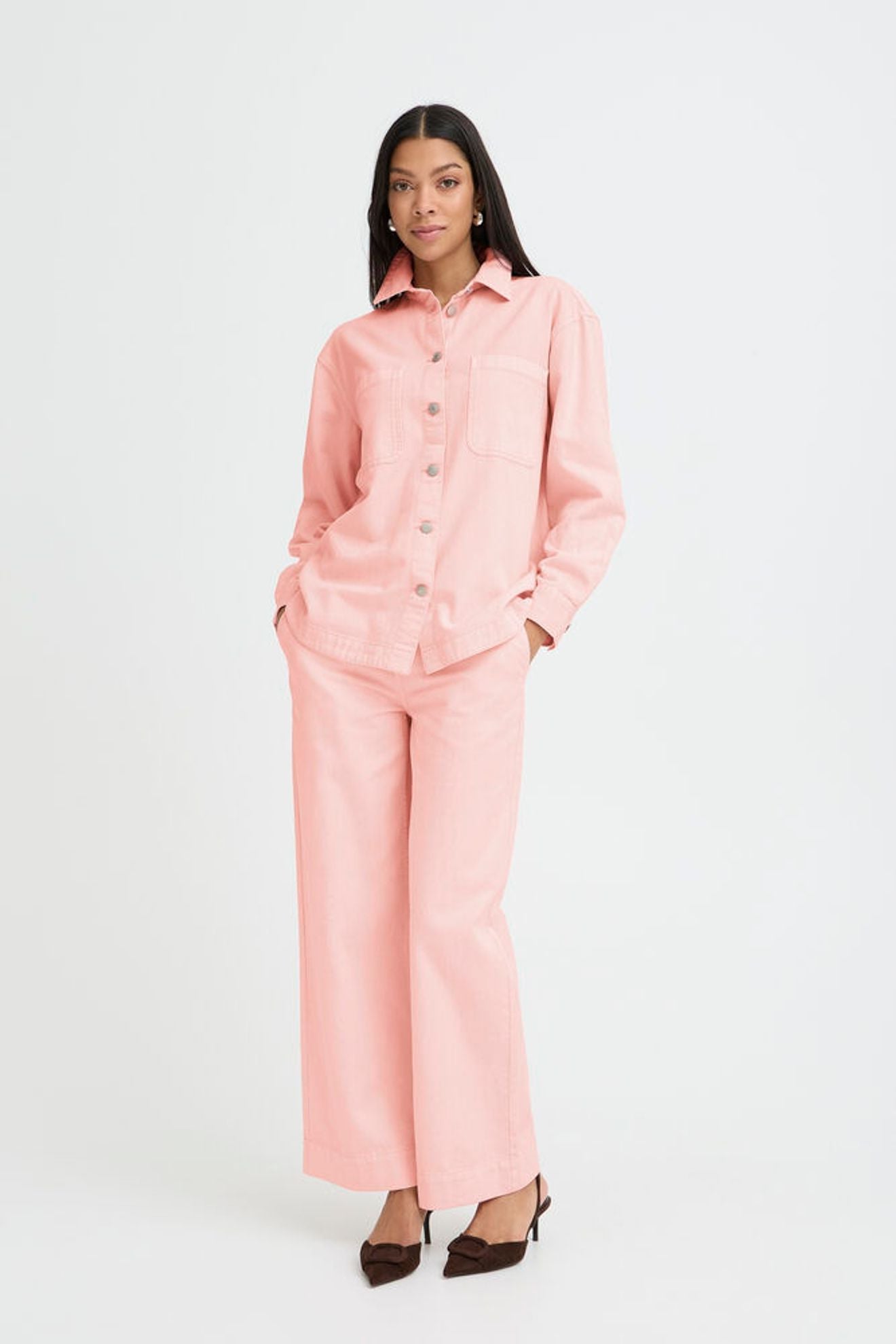 B.YOUNG Camicia Oversize in Denim rosa