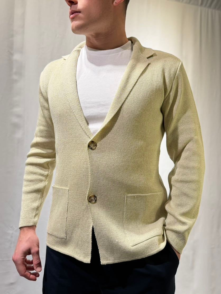 OVER-D Giacca cardigan con due bottoni beige OVER-D